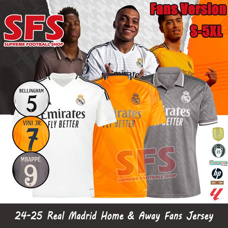 【SFS】  Top Quality 24-25 Real Madrid Soccer Football Jersey Sports Jerseys Loose Fans Version Home Away S-5XL
