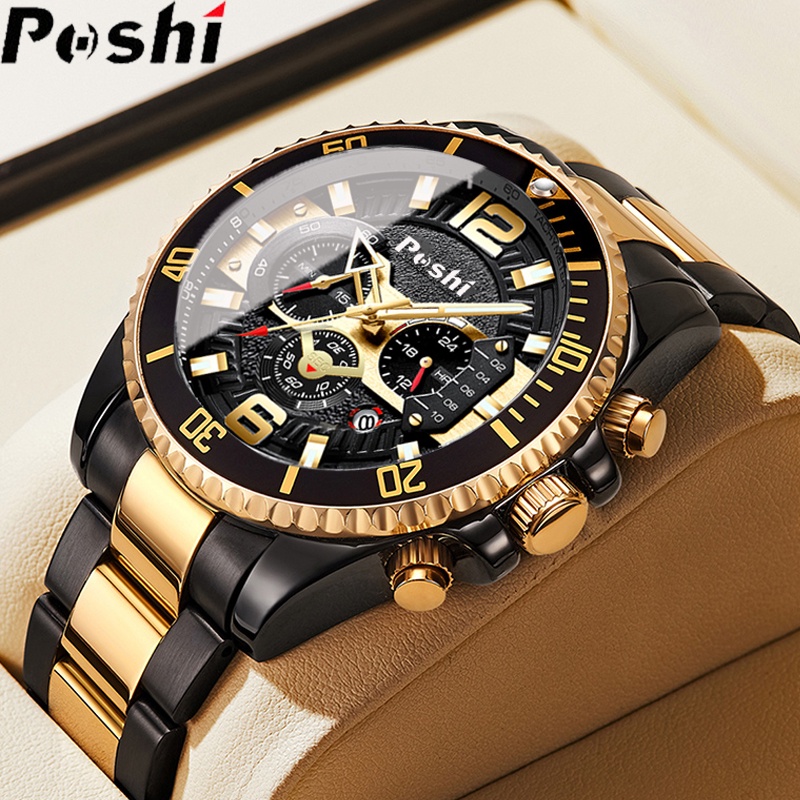 POSHI Men's Watch Automatic Watch for Men Original Waterproof Stainless Steel Quartz Watch Luminous Sports Watch 