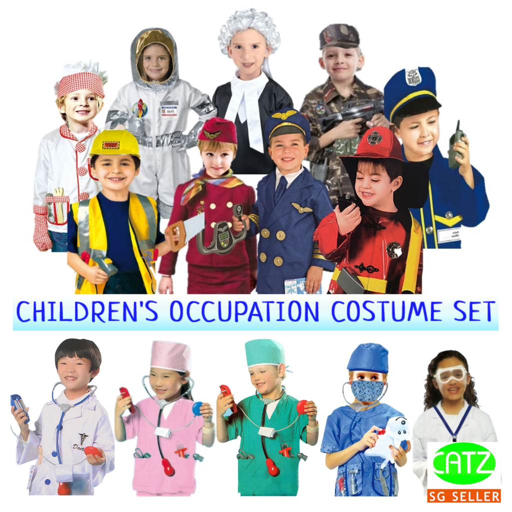 Kid's Costume Childrens School Occupation Career Day Role Play Cosplay Costume Set - CATZSG Local Seller